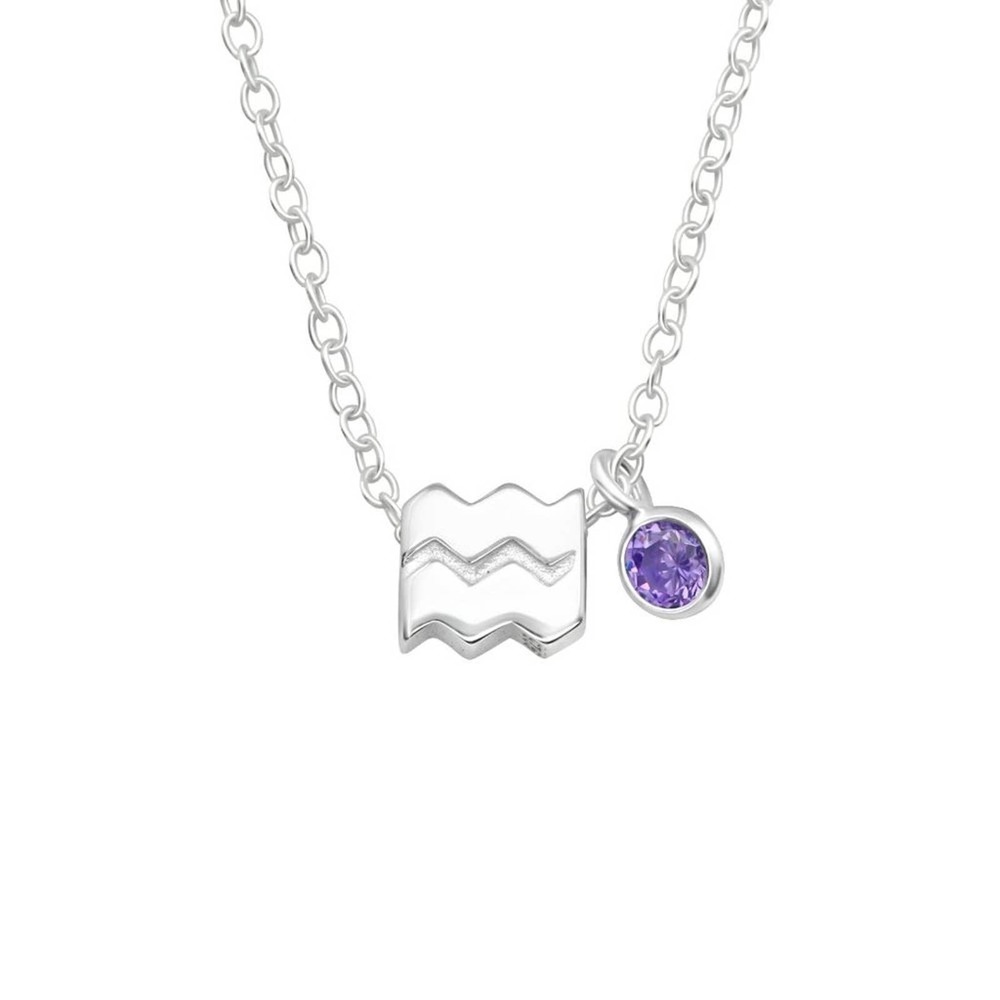 Sterling Silver Amethyst Aquarius Necklace